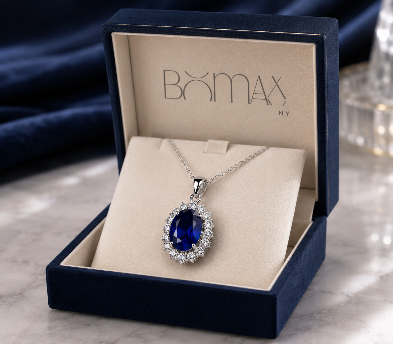 Blue Velvet Pendant Necklace
