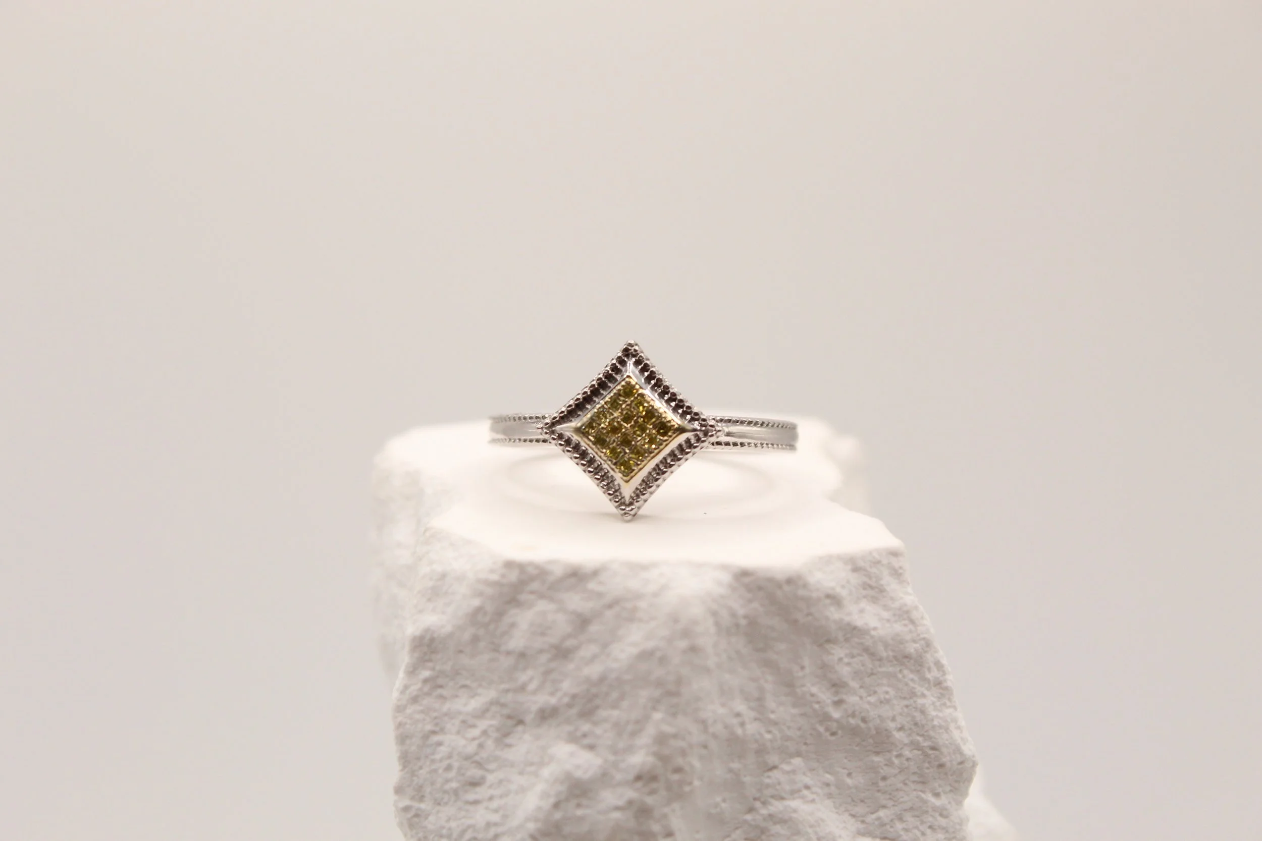 Geometric Diamond Silver Ring