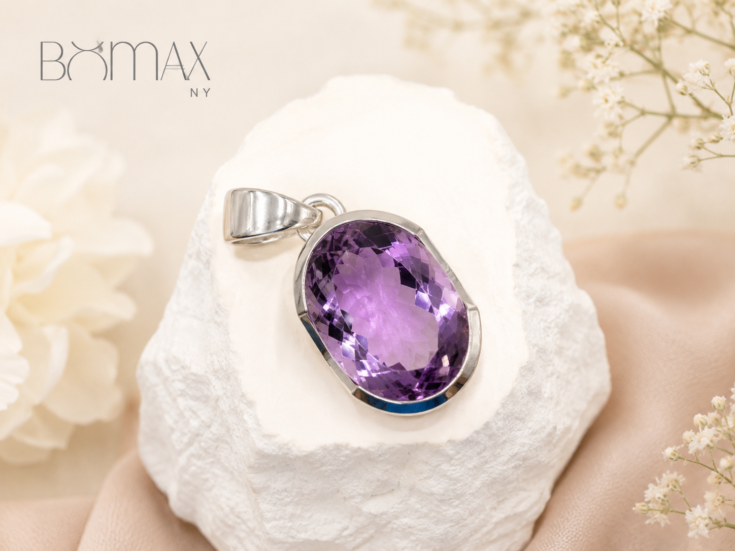 Natural Amethyst Solitaire Pendant