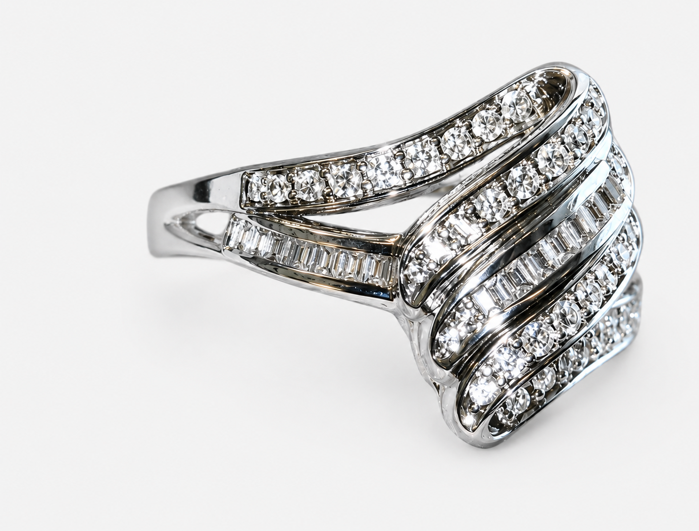 Silver Pavé Wave Ring