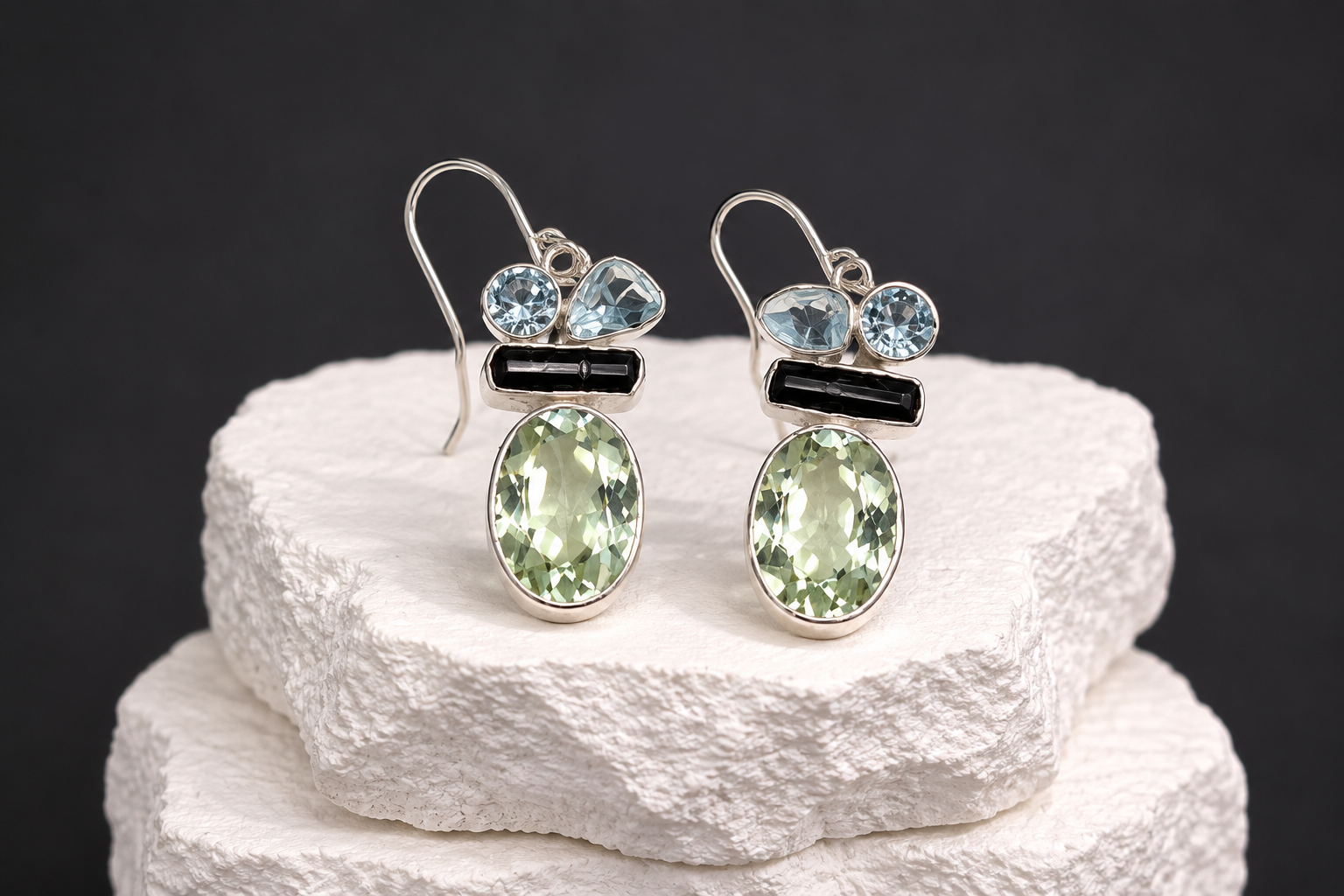 Sage Crystal Drop Earrings