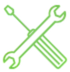 Two crossed wrenches, green in color.