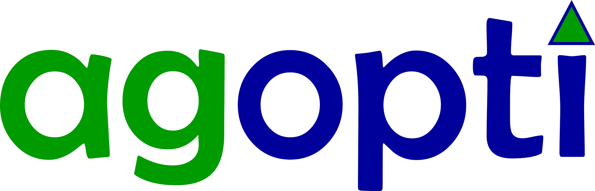 Google logo with the company name in blue and green letters, and a small green triangle above the letter 'i'.
