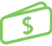 Illustration of a dollar bill with a dollar sign and a gear inside it