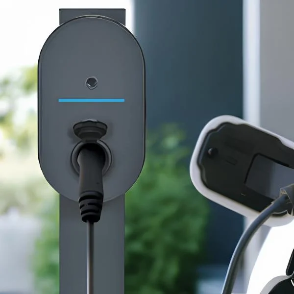 Prise de recharge électrique pour véhicule dans une station de recharge.