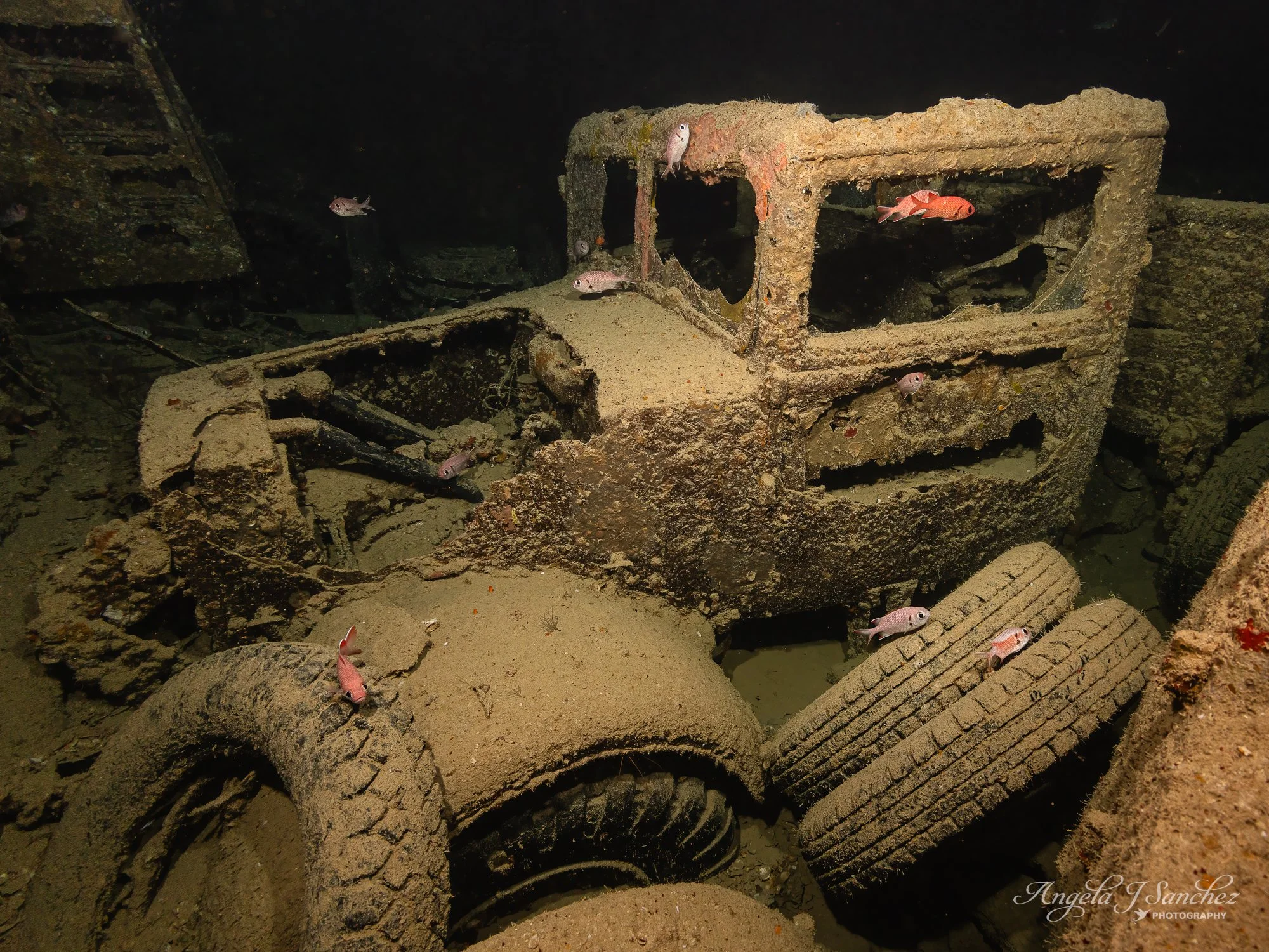 MILITARY TRUCKS – The SS Thistlegorm was a British steamship that had departed from Glasgow, Scotland and was heading to Alexandria, Egypt to supply British troops with equipment during World War II.  It was bombed and sunk by German aircraft on Octo