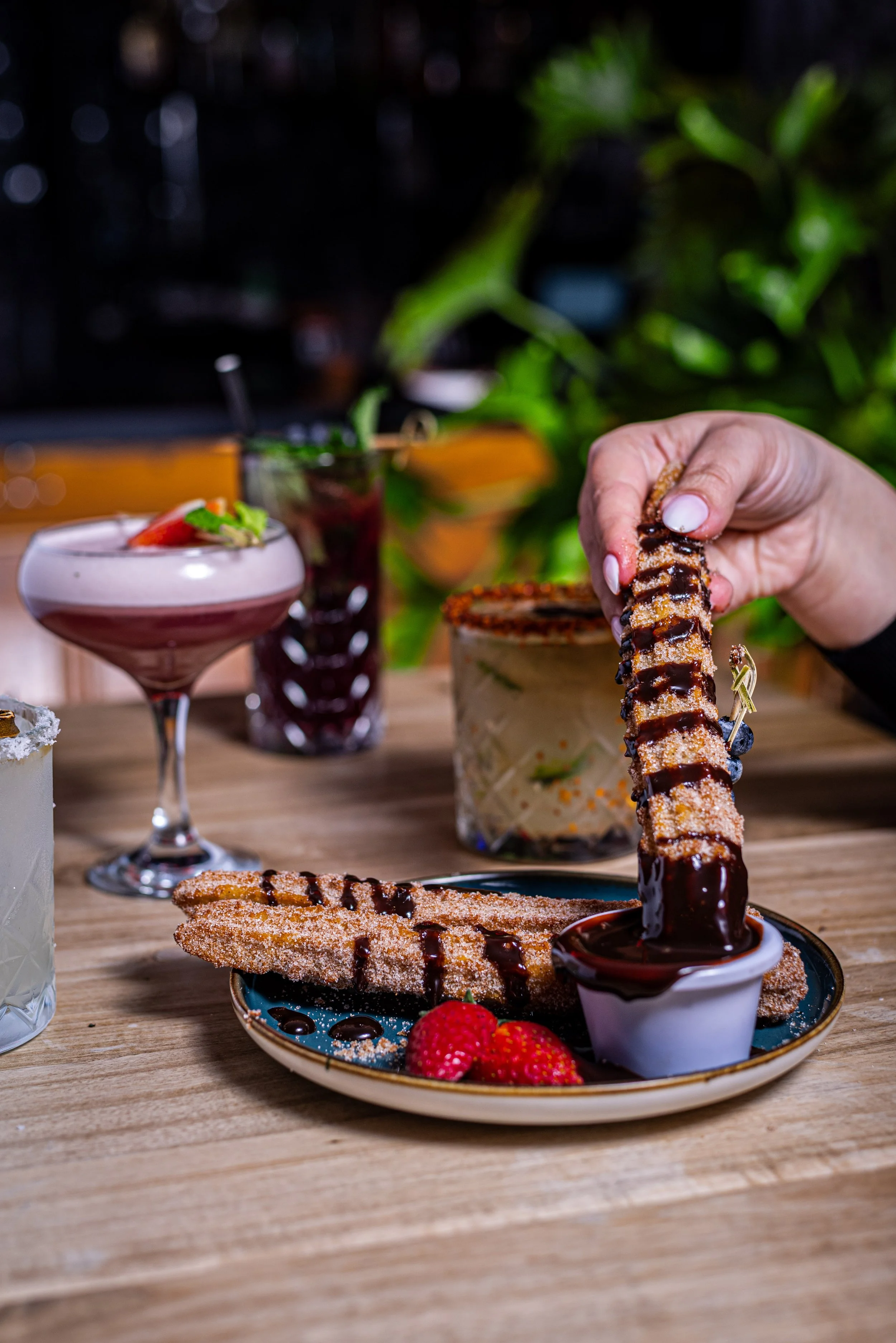 Latin Cocktails at a fun restaurant Toronto Colorful taco bar