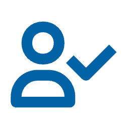 An icon of a person with a checkmark, representing user verification or approval.