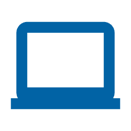 Simple illustration of a computer monitor with a blue frame and black screen.