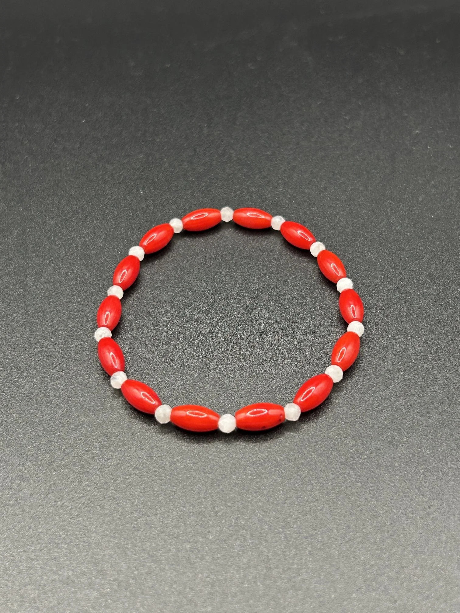 Red Coral Moonstone Bracelet