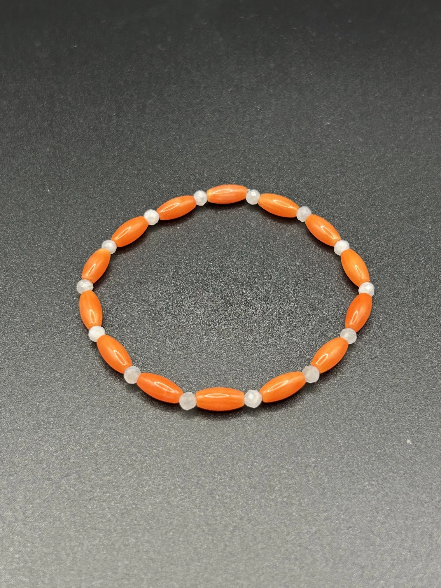 Orange Coral Moonstone Bracelet