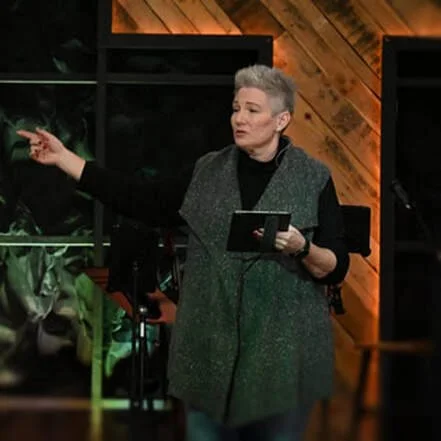 Pastor Cara Luecht while preaching.