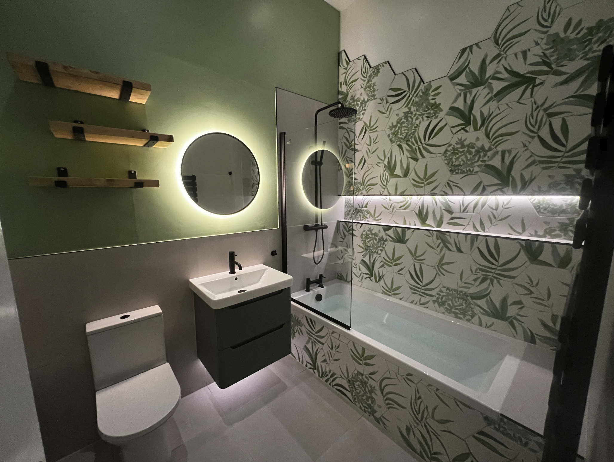 Botanical Wallpaper Bathroom Renovation Liverpool
