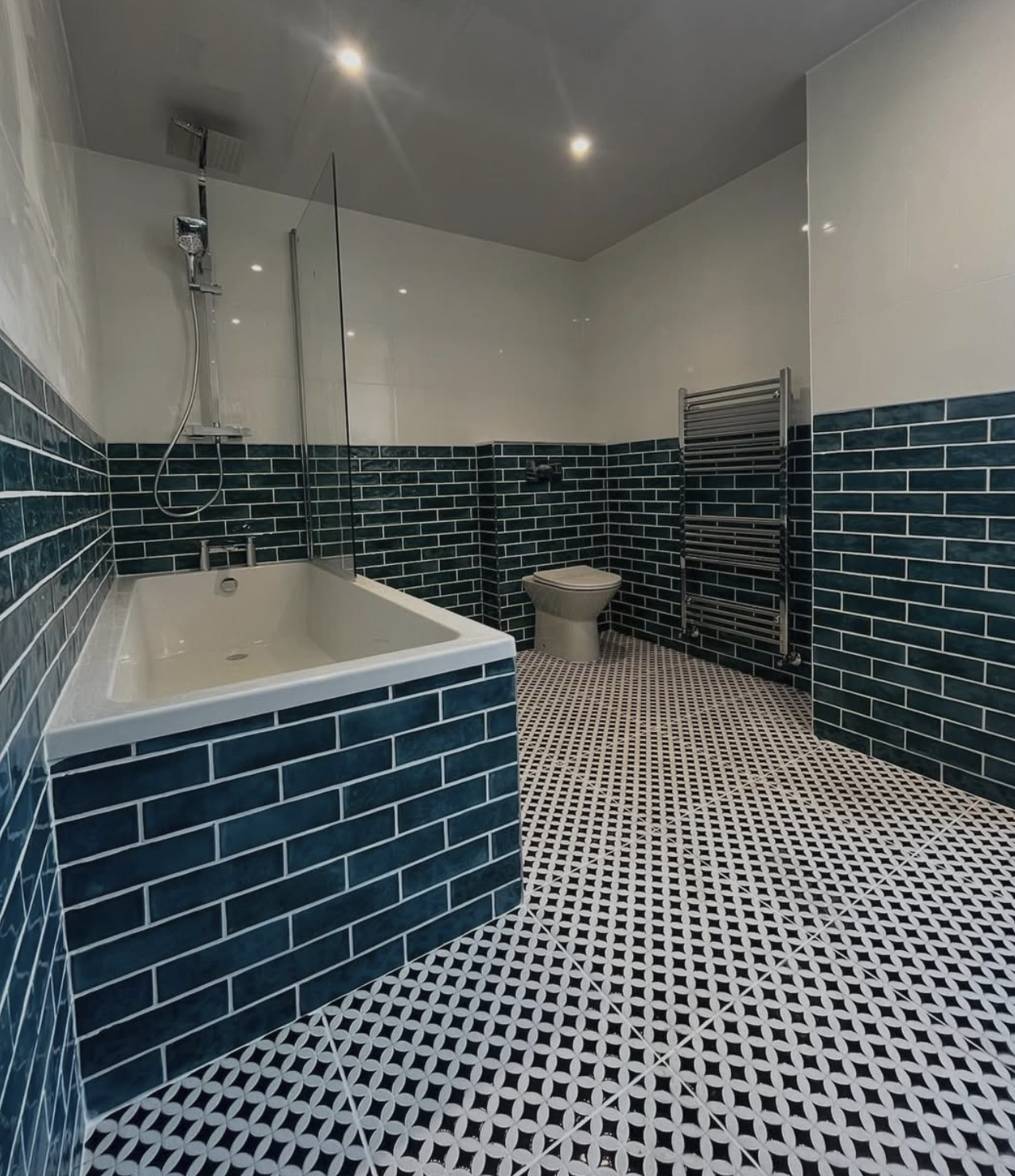 Teal Tiled Bathroom Renovation Liverpool