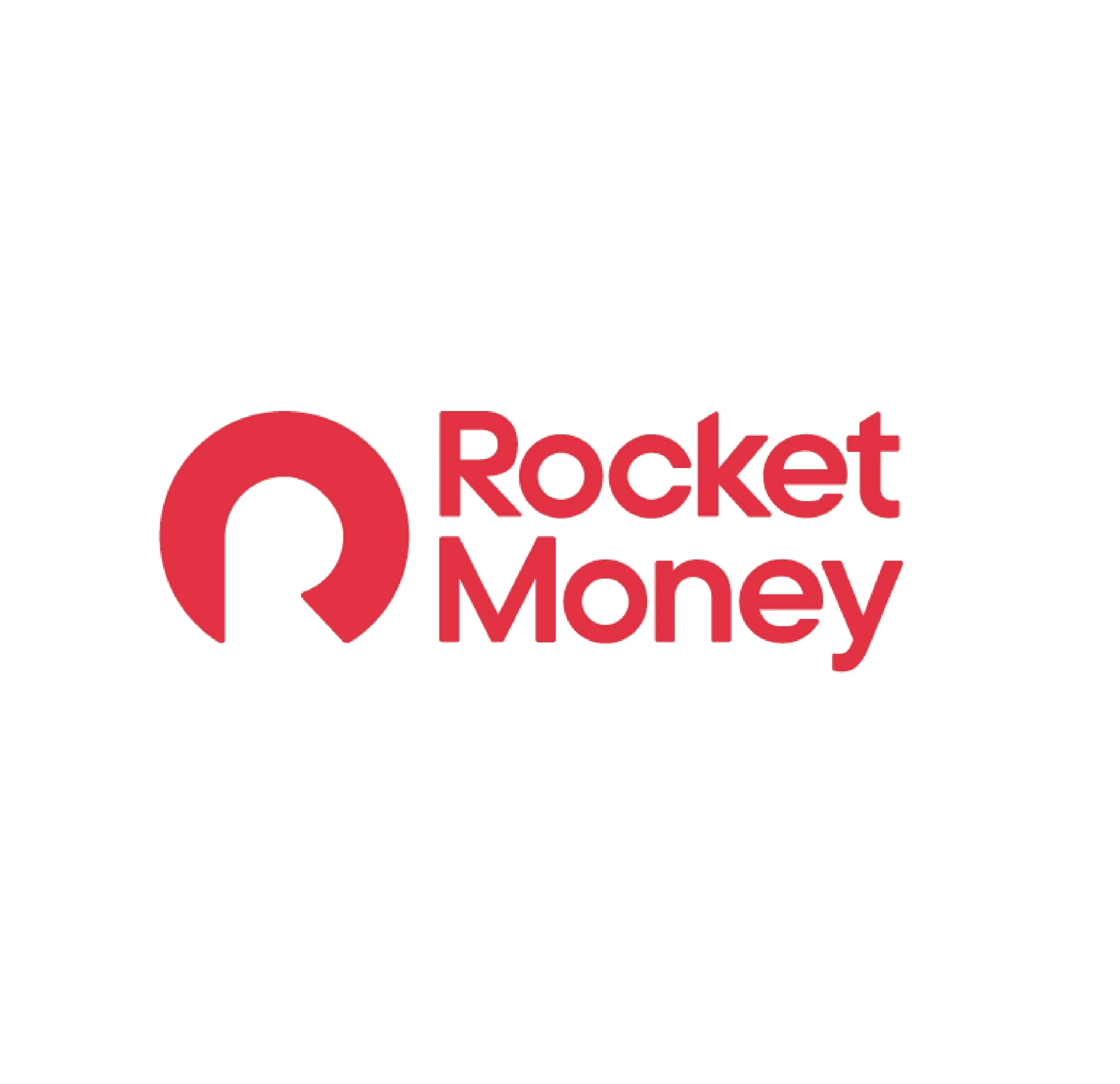 Logo of Rocket Money, a red circle with a white check mark, and the words 'Rocket Money' in red text.