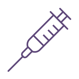 Line drawing of a syringe.