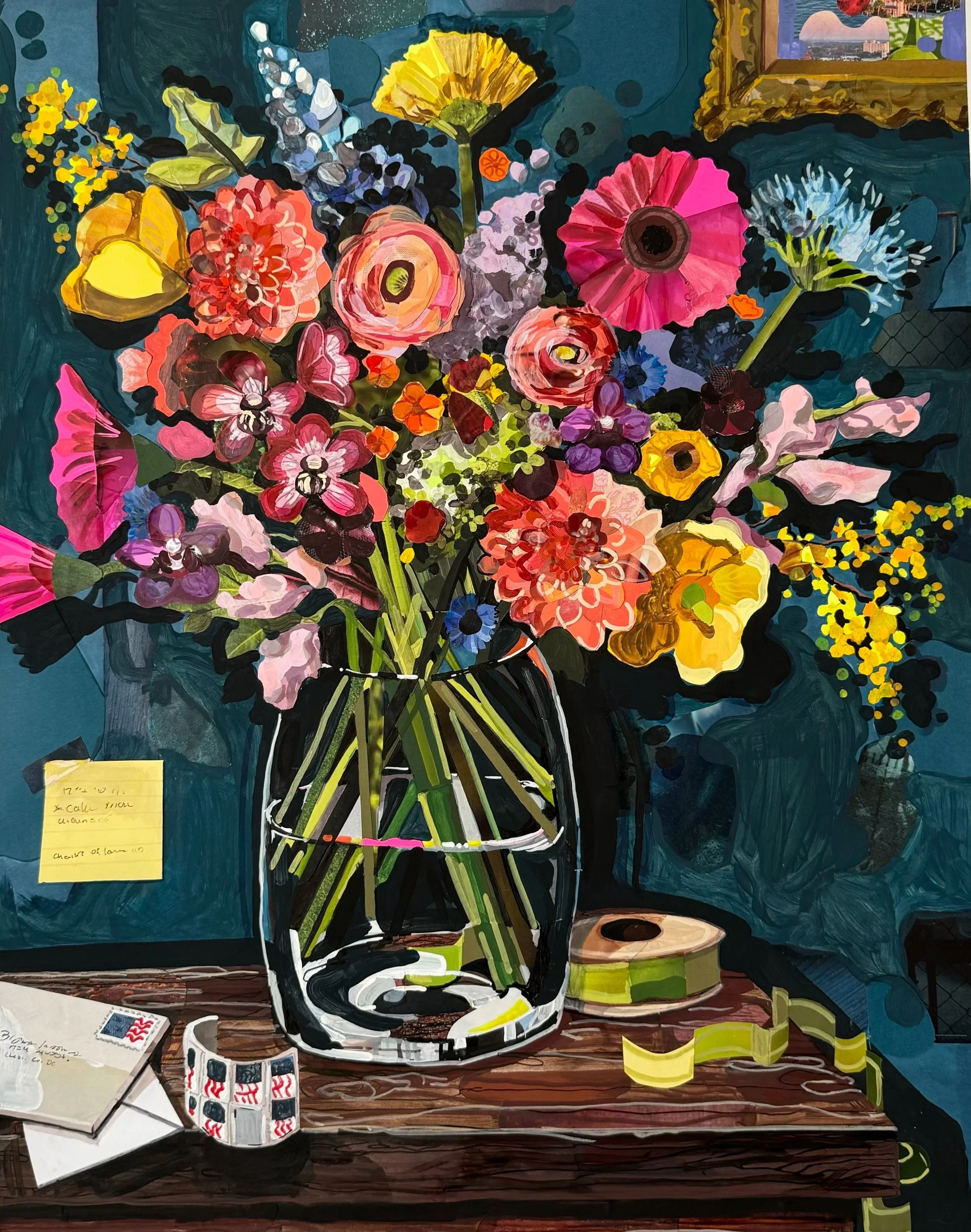 The American Bouquet 

22 x 28''
Acrylic paint, collage, and ink on paper
