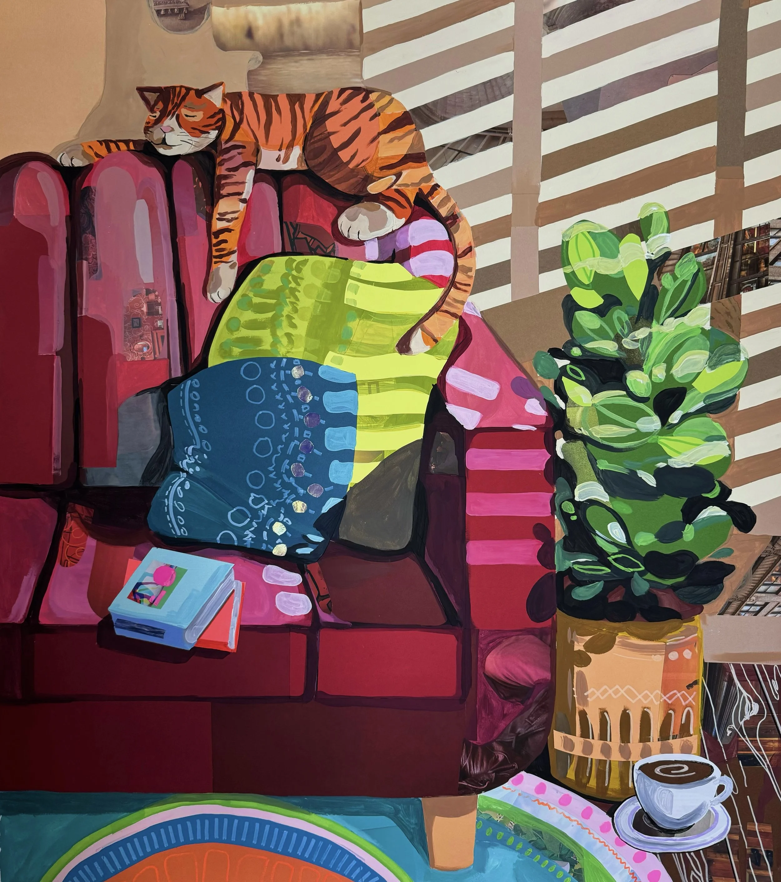 Cat Nap

36 x 41''
Acrylic paint, paper, and ink on paper 