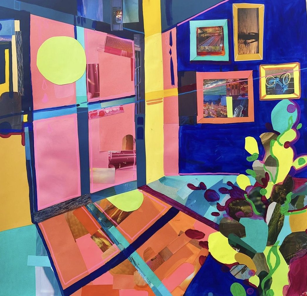 Can I have Coffee Yet?
38.5 x 37.5''
Acrylic paint, and paper on paper 