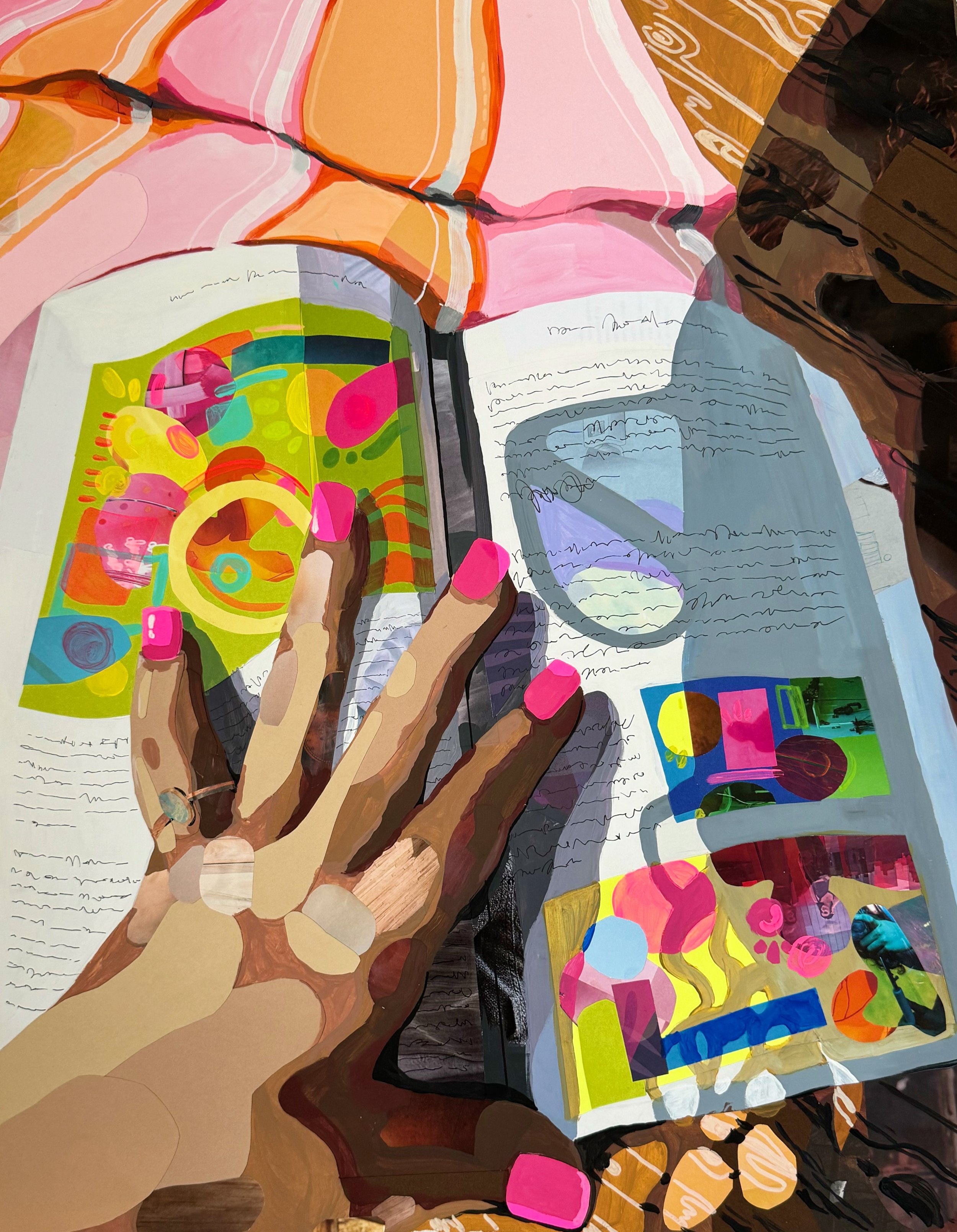 Summer Reading 

22 x 28'' 
Acrylic paint, paper, and ink on paper 