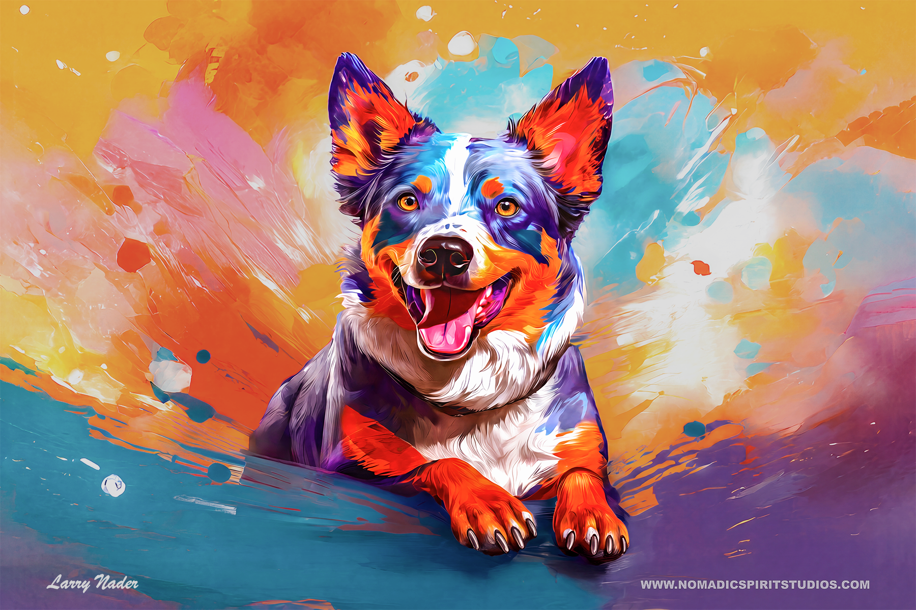 Vivid Heeler Dog Art Print