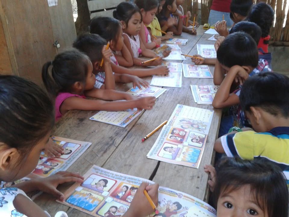 A group of children during a Bible study lesson