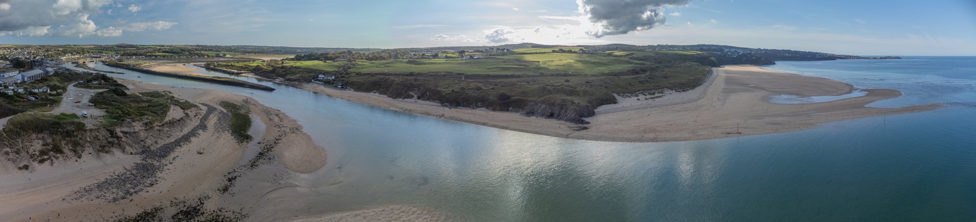 Panorama  looking from above the sea towards Hayle