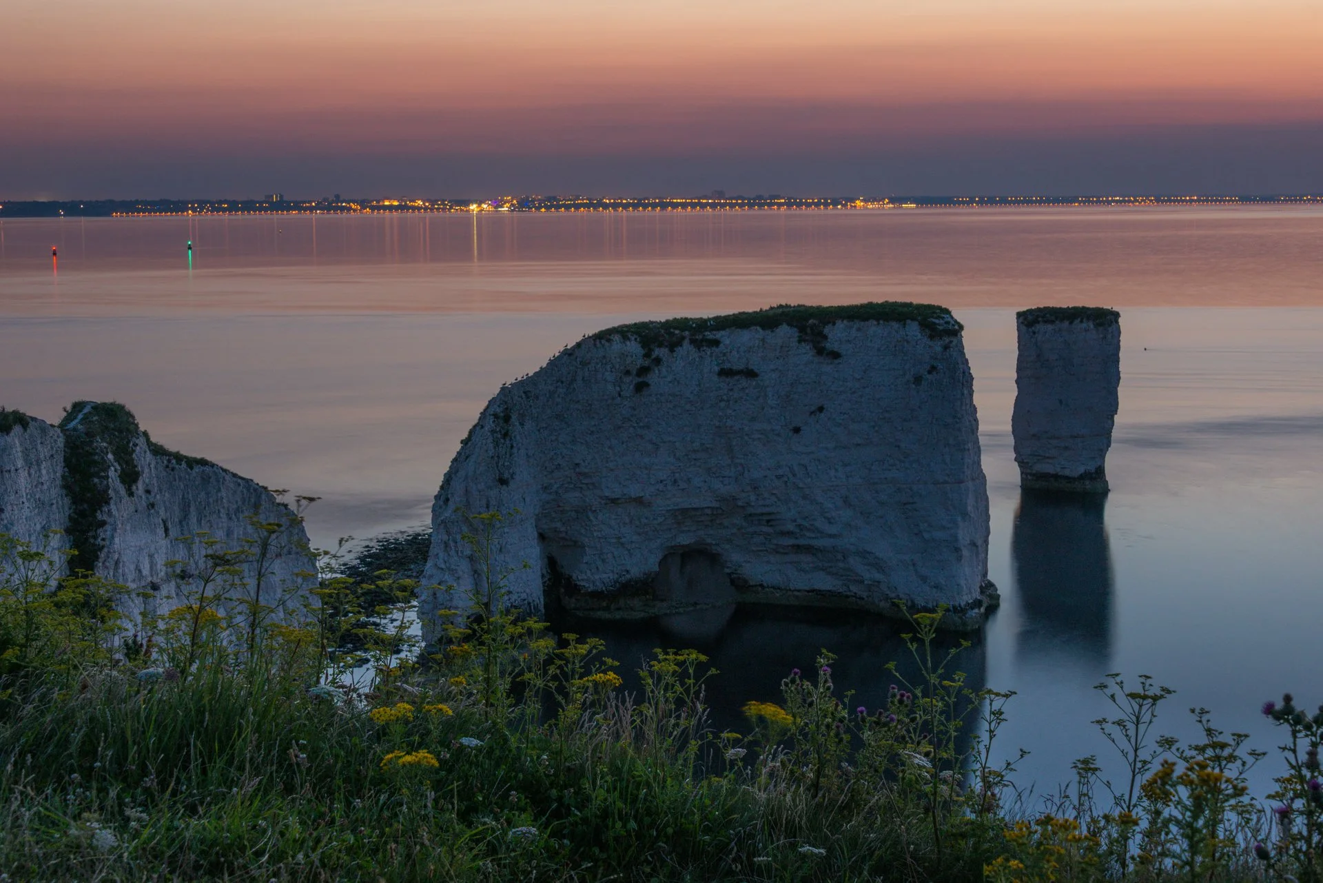 Old Harry, Bournemouth in the distance. 