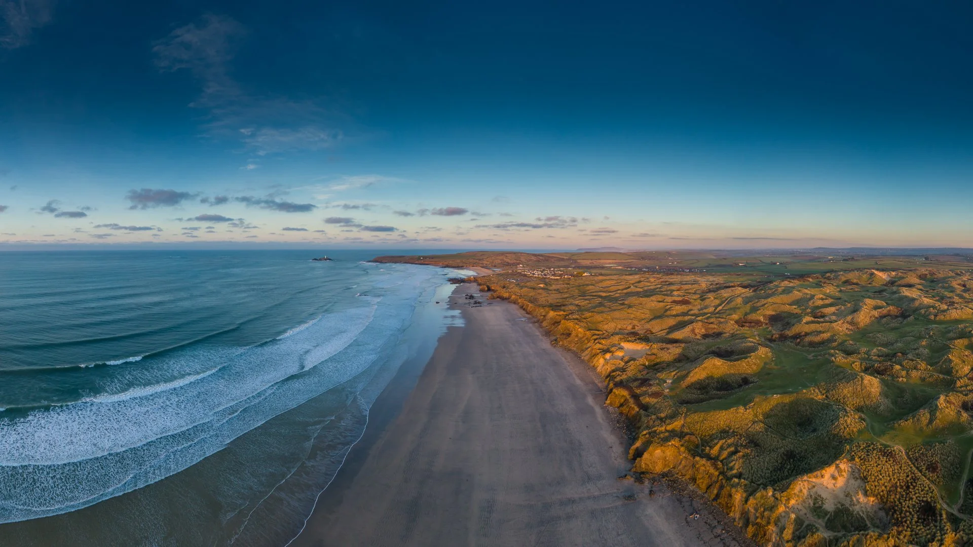 Hayle beach looking to Godrevy Lighthouse