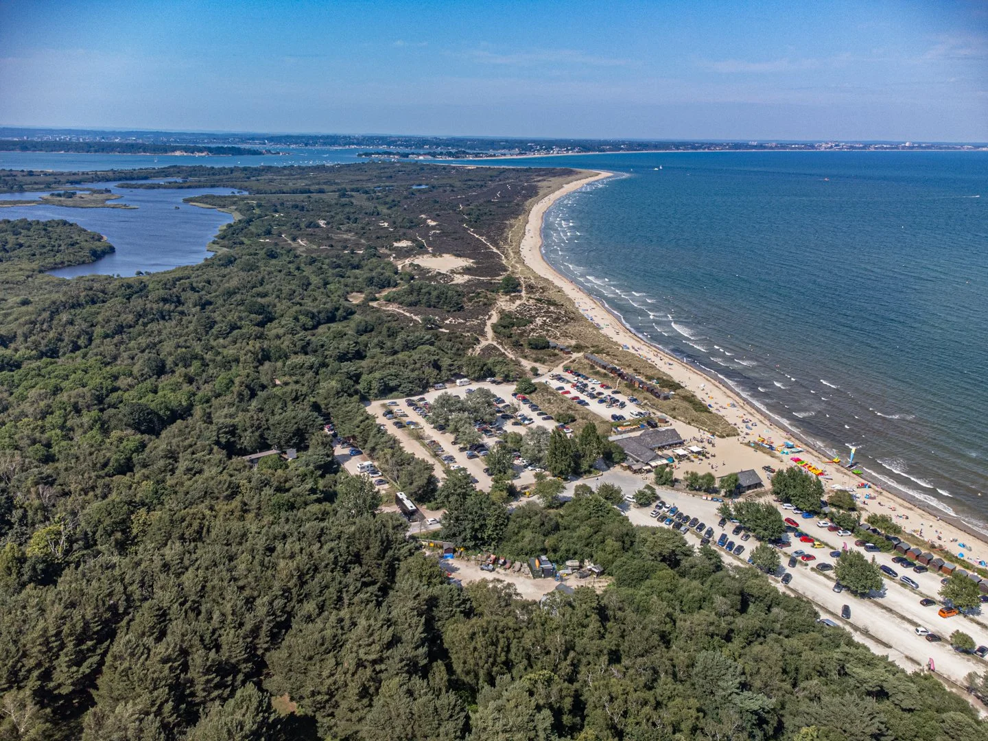 Studland Beach looking towards Poole Harbour and Bournemouth