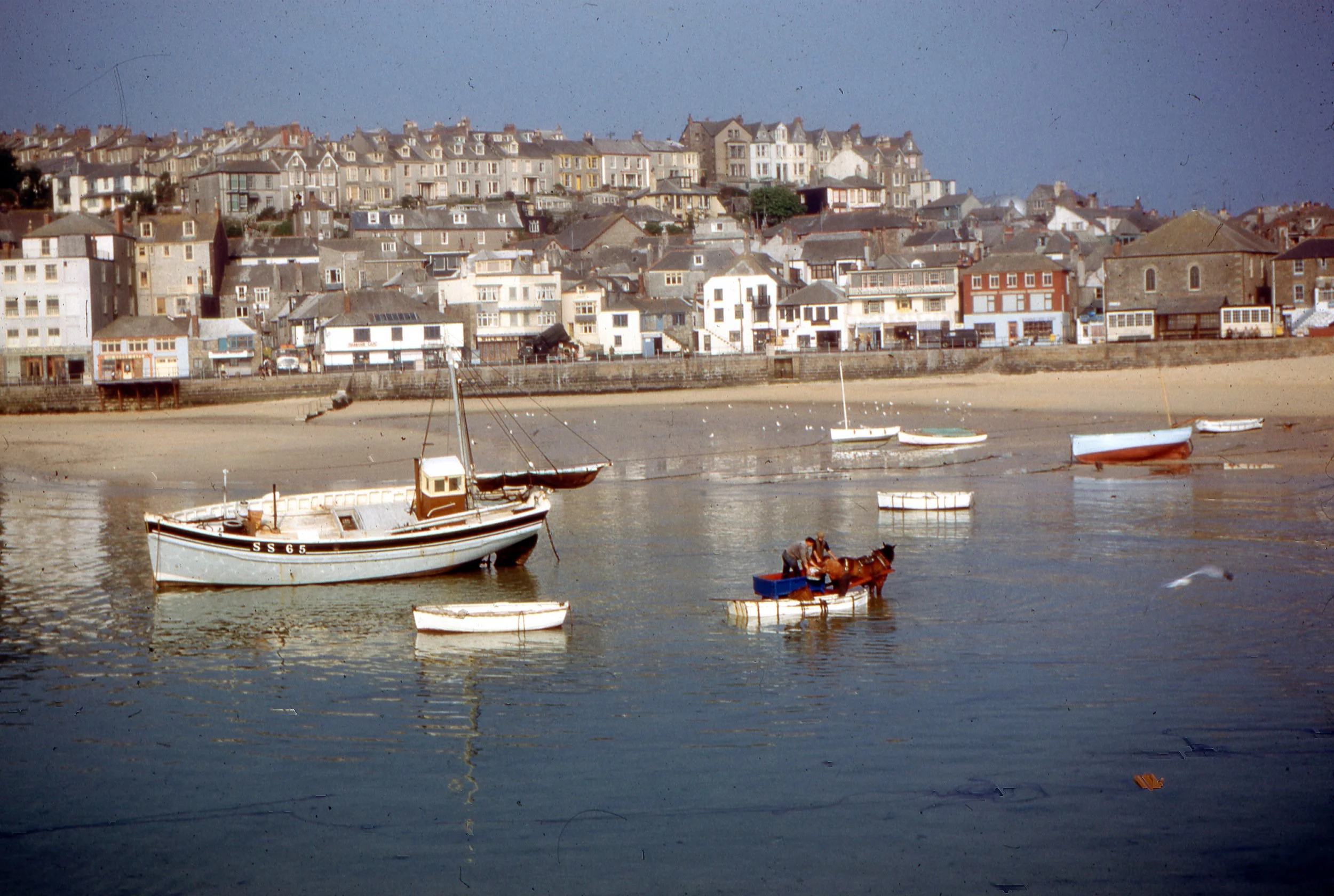 Horse and cart 1960"s collecting the day's catch