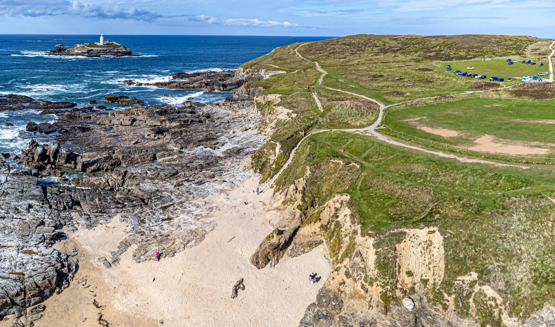 Above Godrevy beach to the Lighthouse