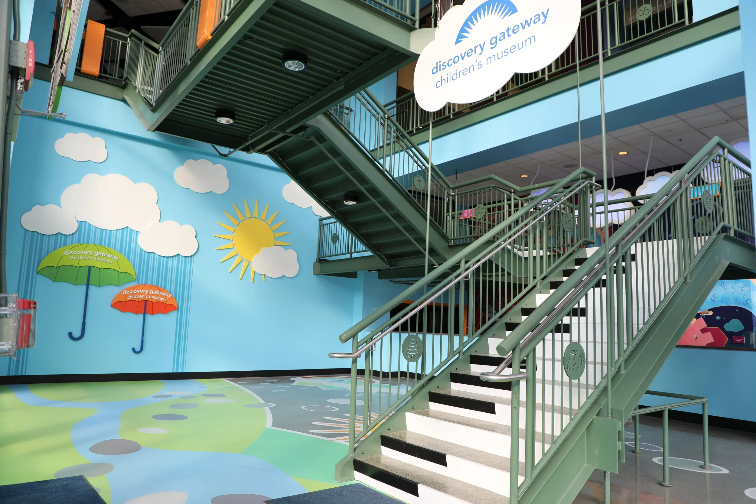 G Exhibits stairs and floor stickers.JPG
