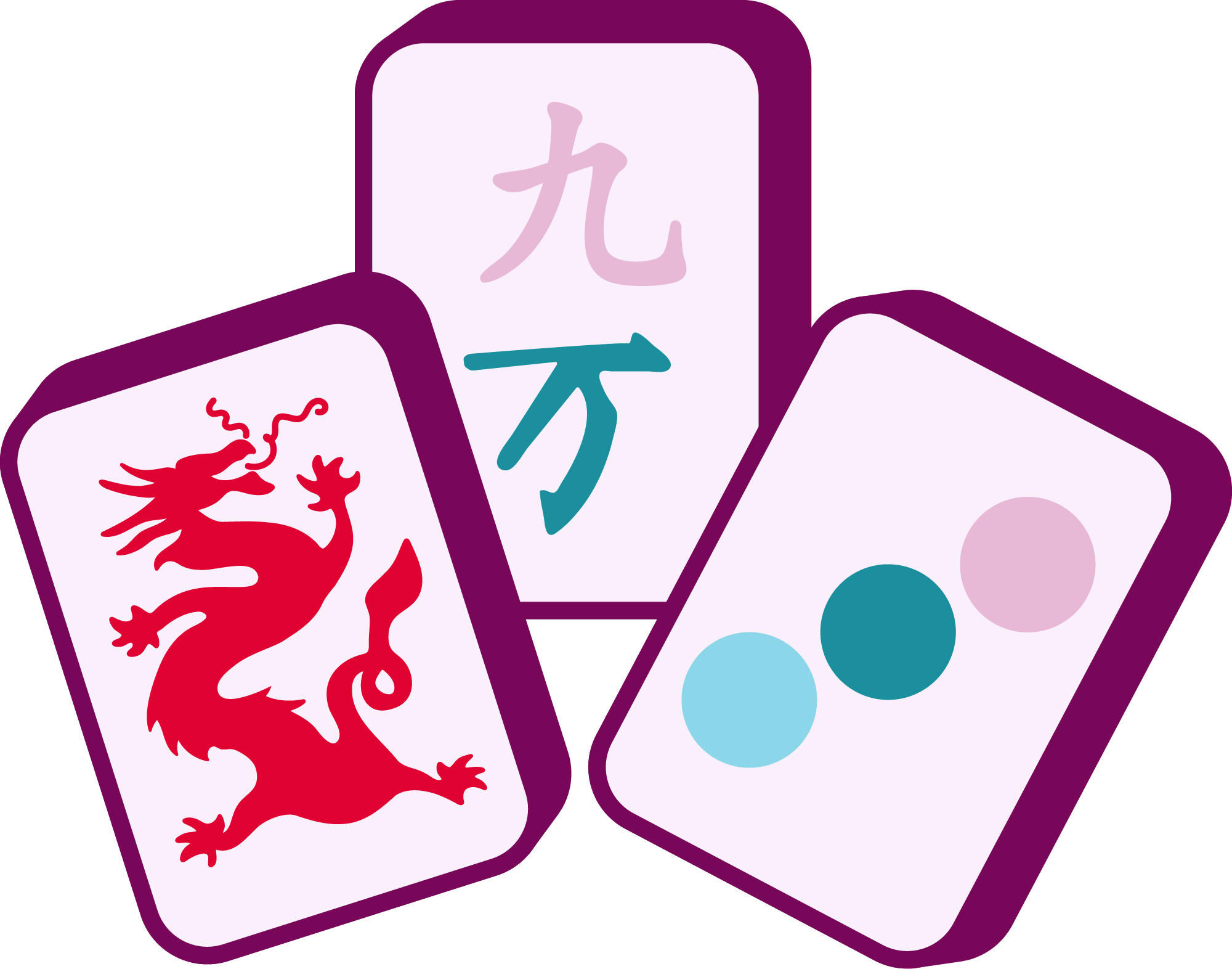 Close-up of mahjong tiles including dragon, character, and circle suits, used in Camel City Mahjong lessons and league play in Winston-Salem.
