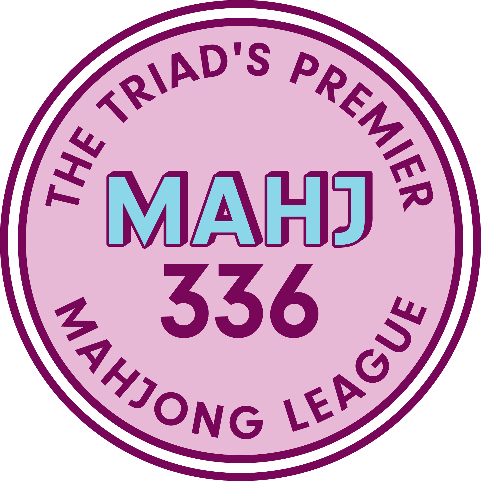 Mahj 336 Mahjong League badge, Camel City Mahjong’s premier mahjong league in Winston-Salem and the Triad for community play and friendly competition.