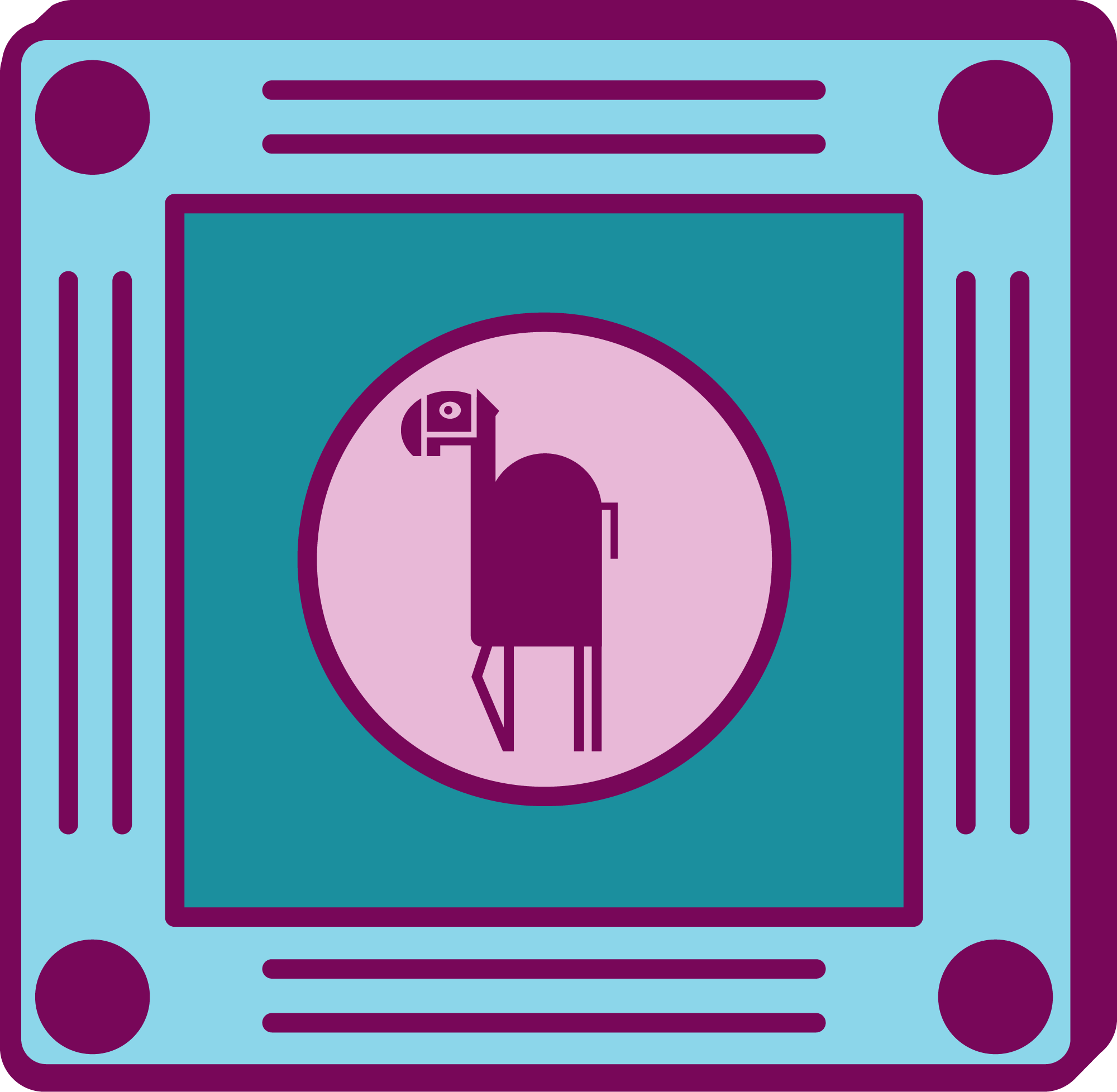 Stylized mahjong board illustration used in Camel City Mahjong branding, representing curated mahjong experiences and playful design elements.