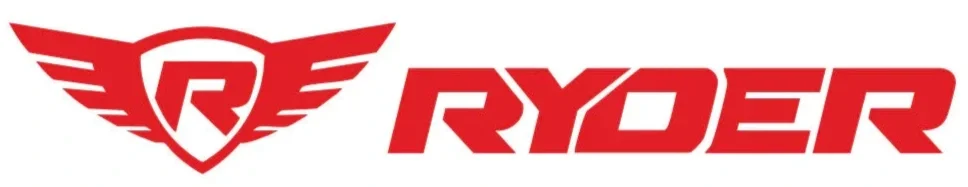 Logotipo de la marca Ryder con un escudo y alas rojas, y la palabra Ryder en letras mayúsculas.