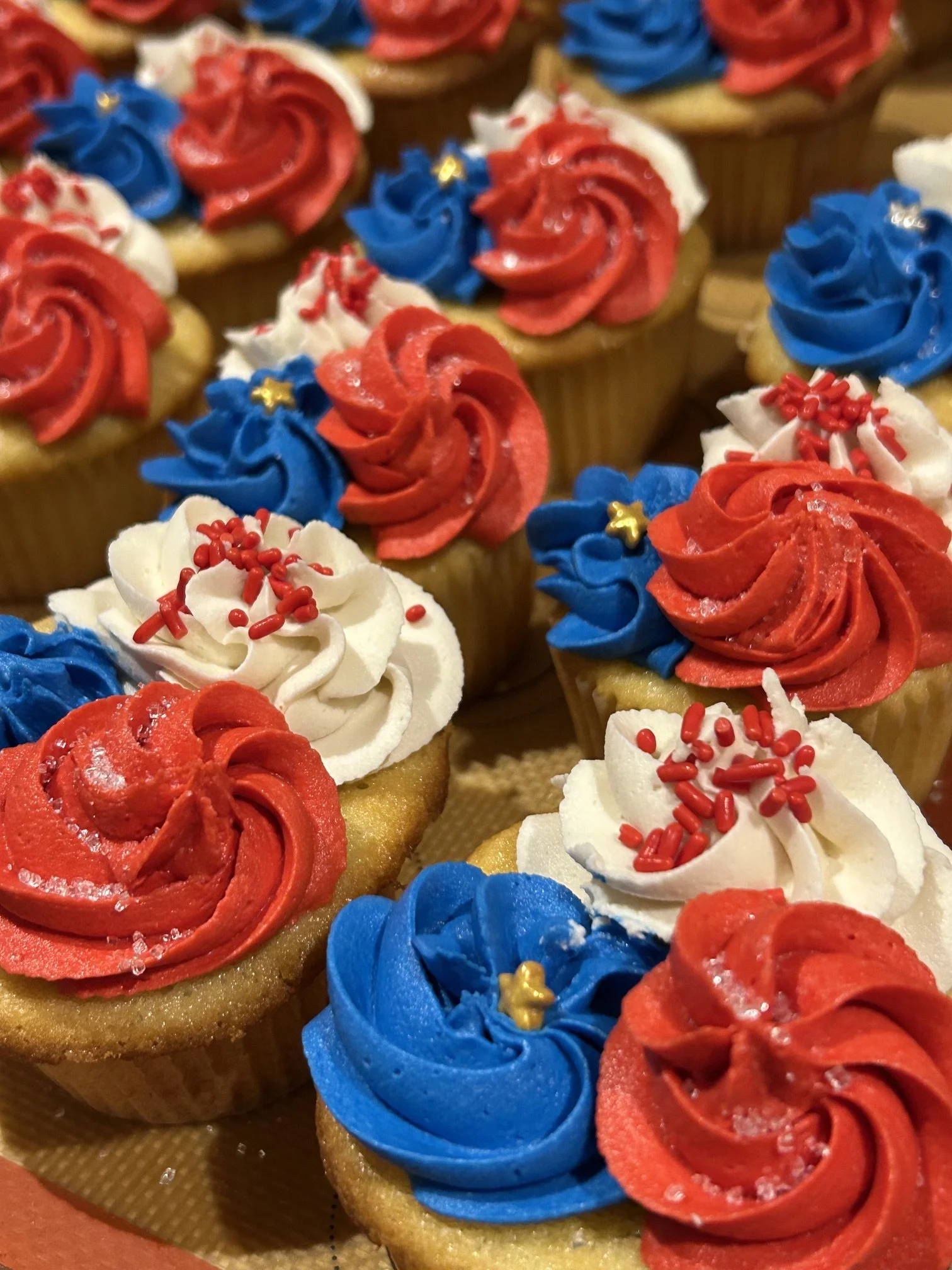 Patriotic Red, White and Blue Swirl Cupcakes in Fairport NY