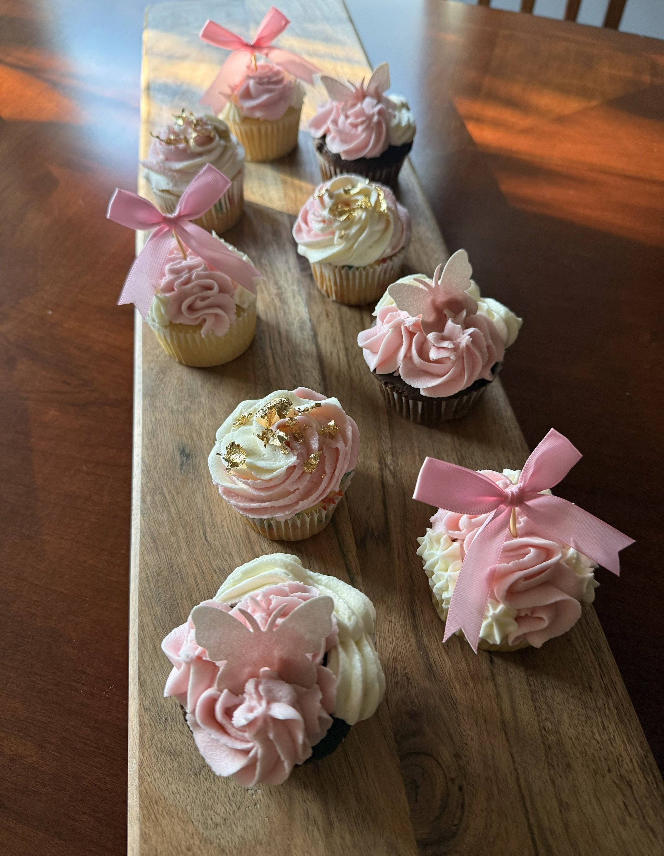 Pink Butterflies and Bows Cupcakes
