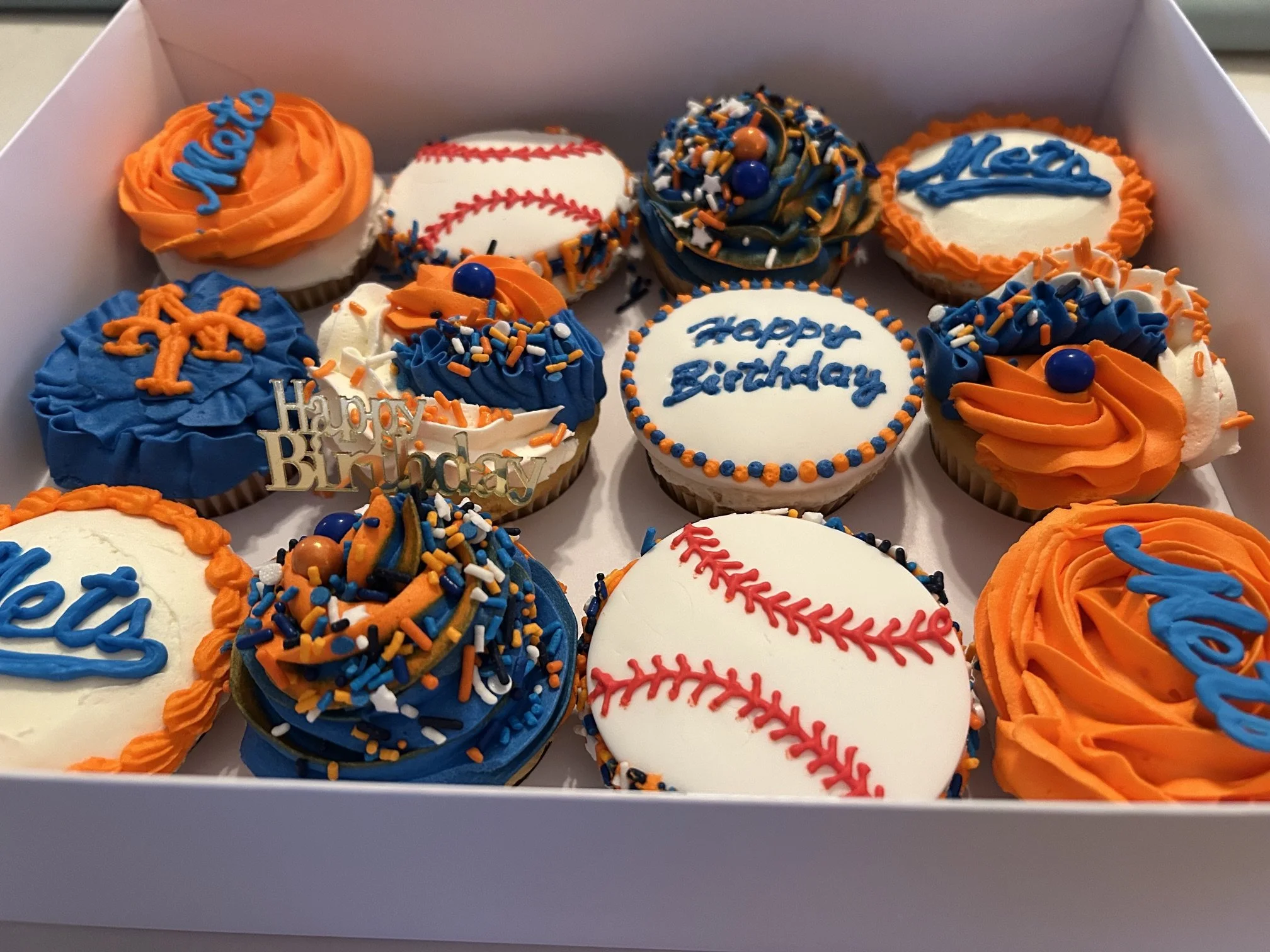 Custom Mets Baseball Birthday Cupcakes