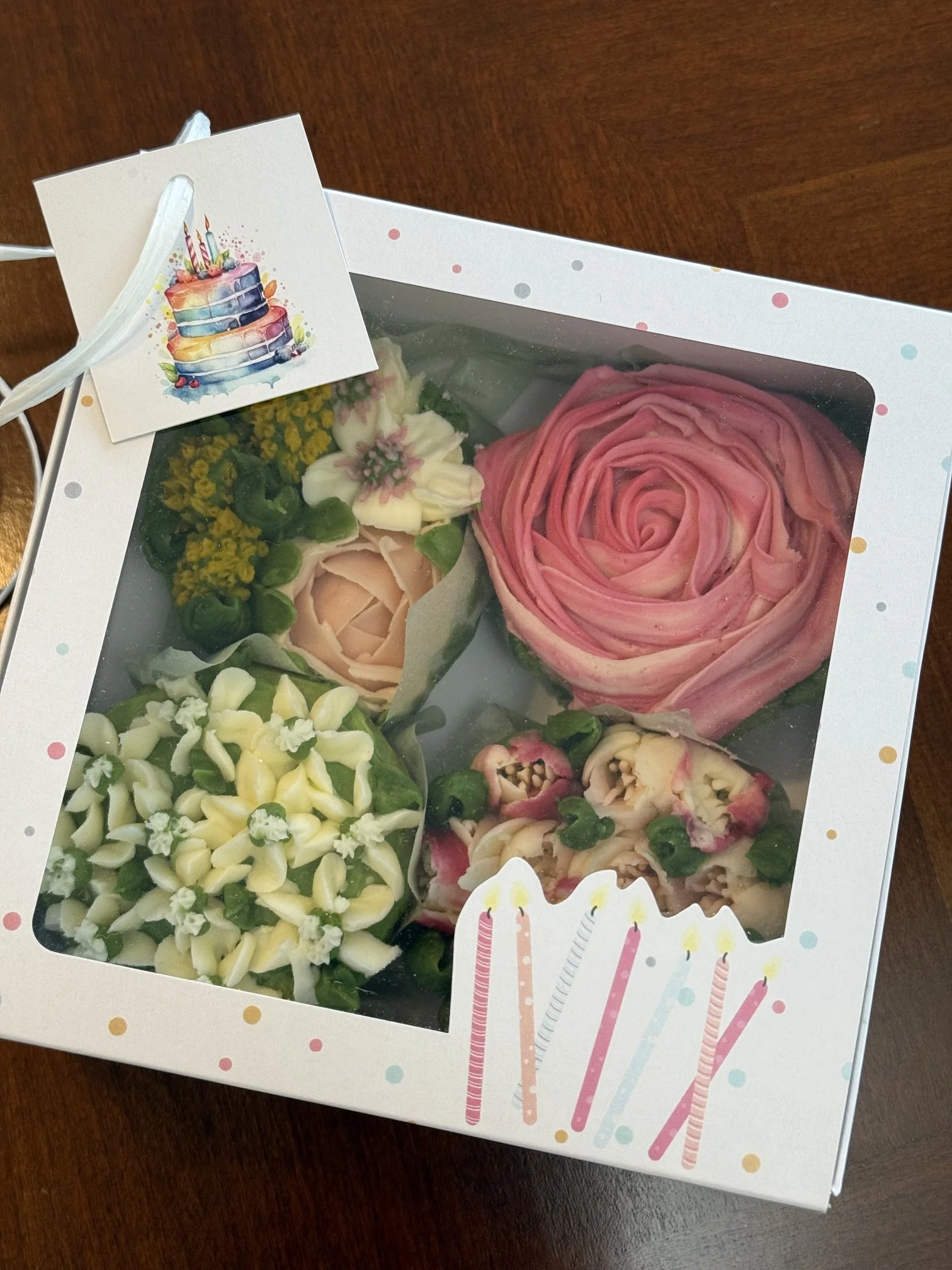 Floral Four Pack Cupcakes for Birthday Celebration