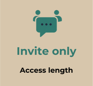 Invite only access message with speech bubble icon and text 'Invite only' and 'Access length'