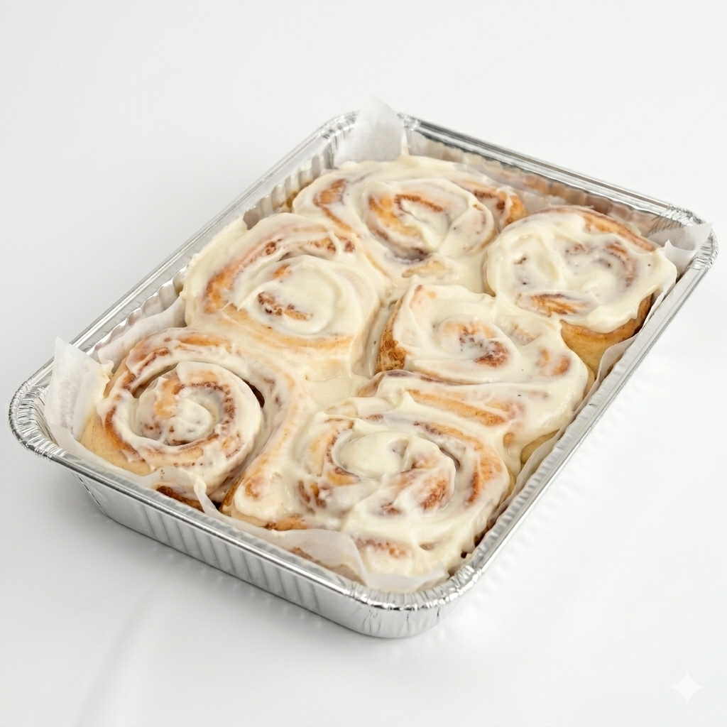 6 Soft Cinnamon rolls w/ Cream Cheese