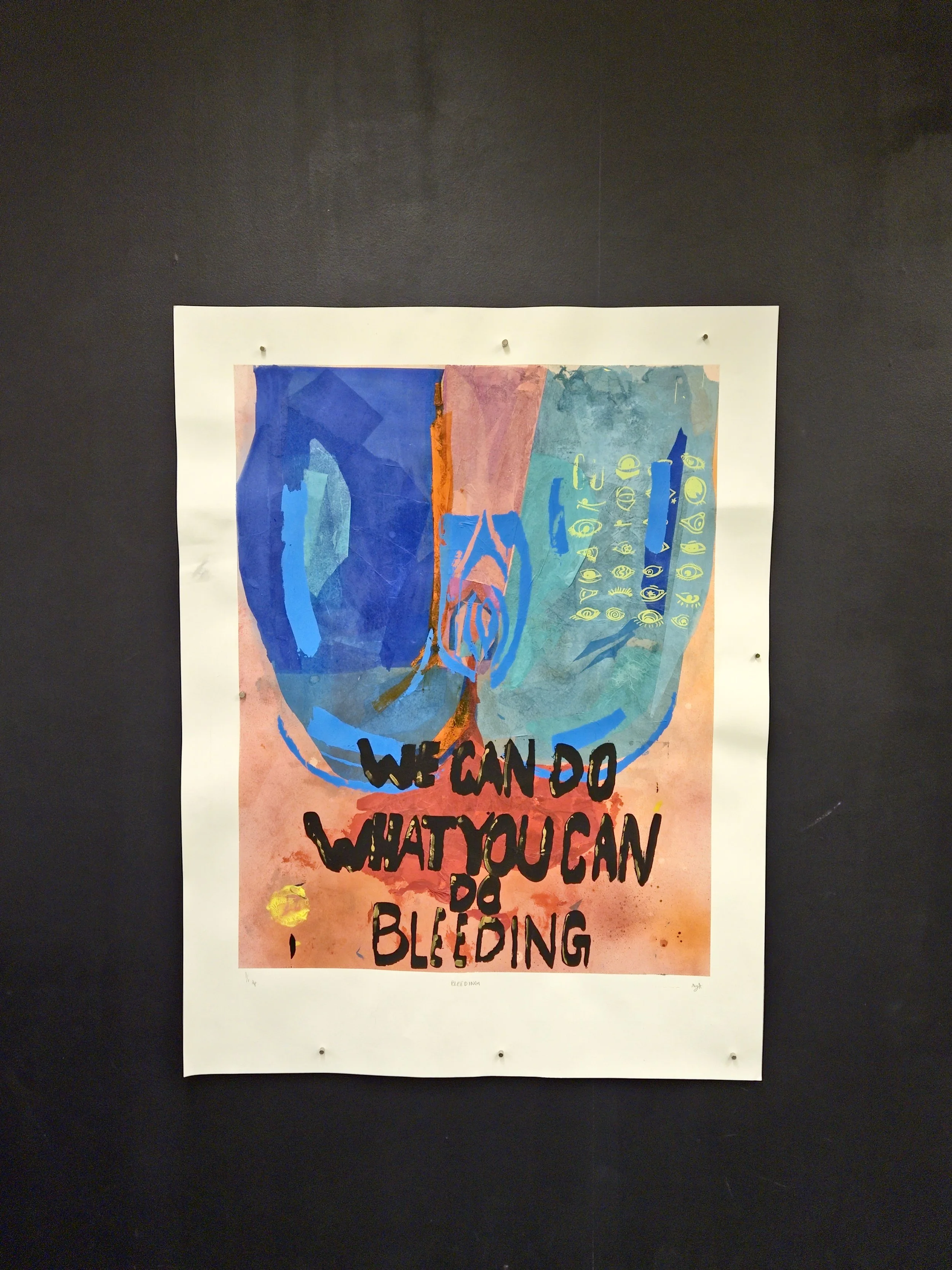 Abstract artwork with vibrant colors and text that reads: "WE CAN DO WHAT YOU CAN DO BLESSING".
