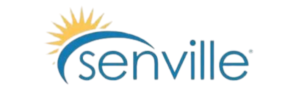 Senville logo with a sun and a rainbow arc