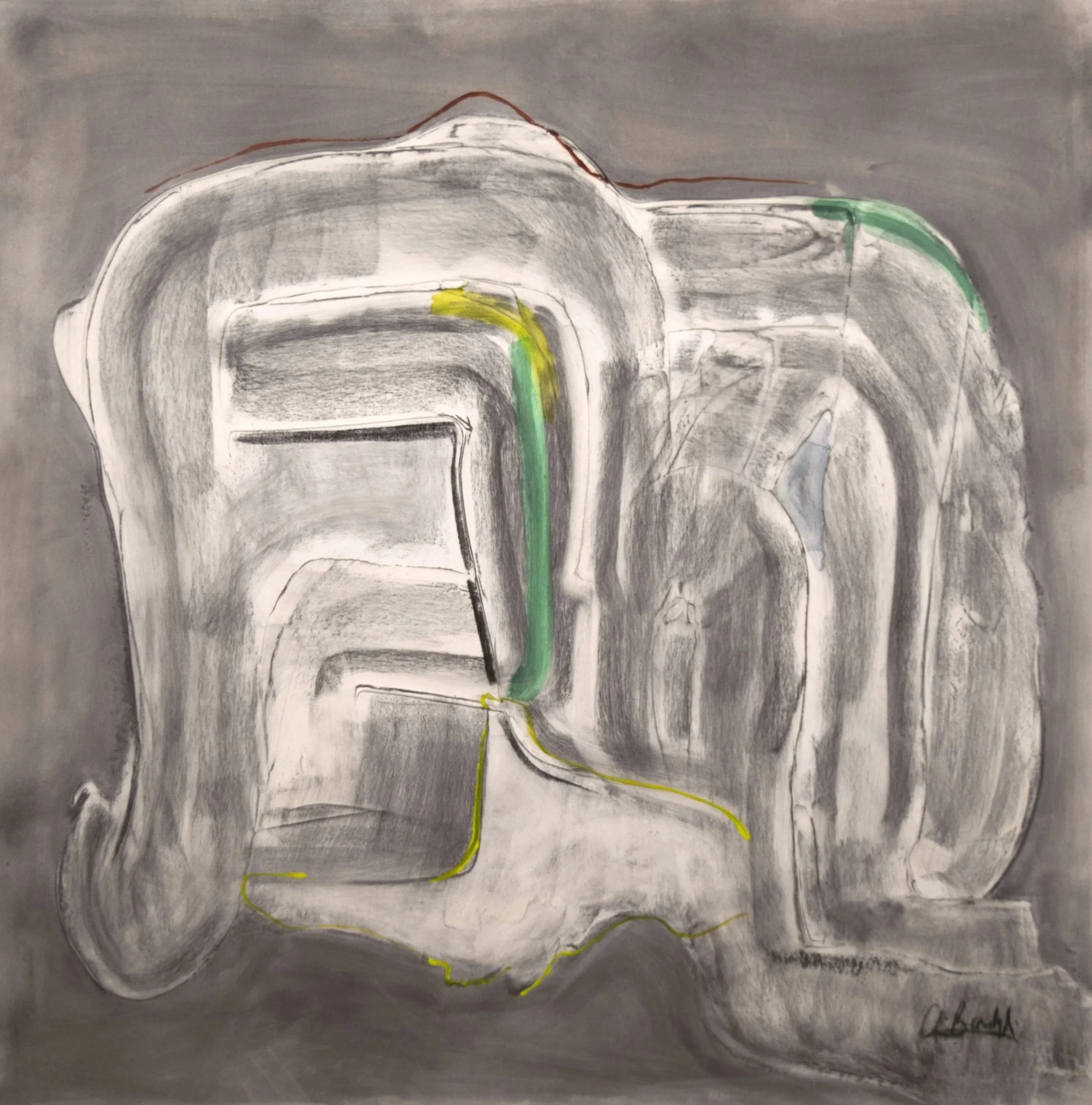 Holding the Withheld 2026 — Mixed media on canvas 36 × 36 in
