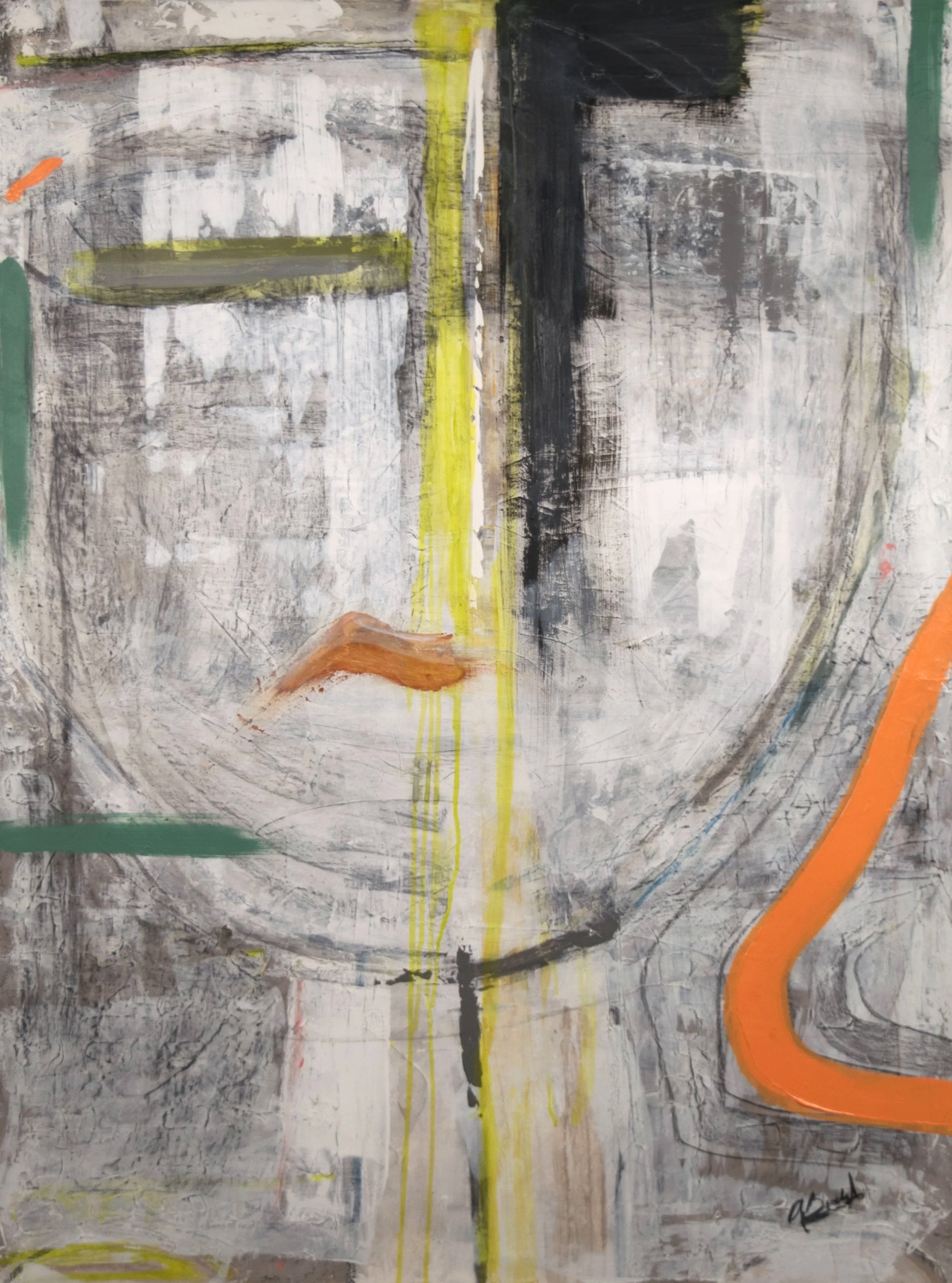 Against the Current 2026 — Mixed media on canvas 48 × 36 in
