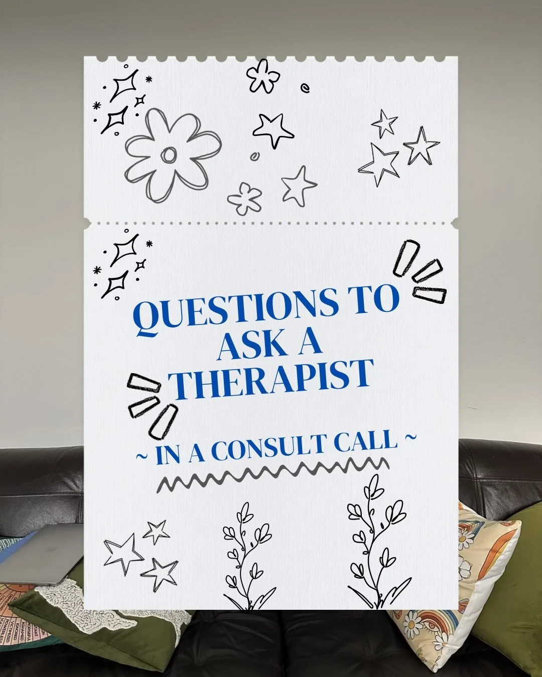 Consult calls can be SO helpful to make sure you fit with a potential therapist. This is the time to ask questions and share a bit about why you&rsquo;re coming to therapy / what you need from a counsellor. Here are a few questions you can ask in a c