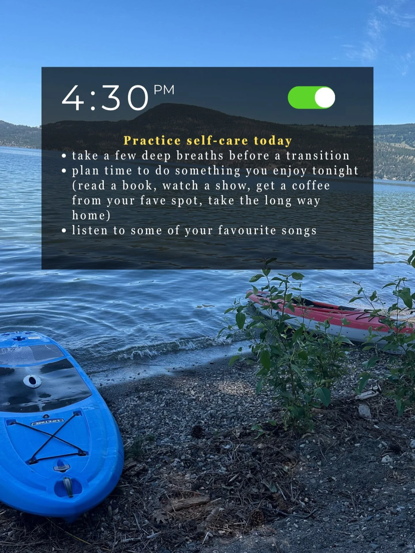 Practice a little self-care today! It doesn&rsquo;t have to be big - small practices of caring for yourself can still lead to feeling calmer, more recovered, and improved mood :)