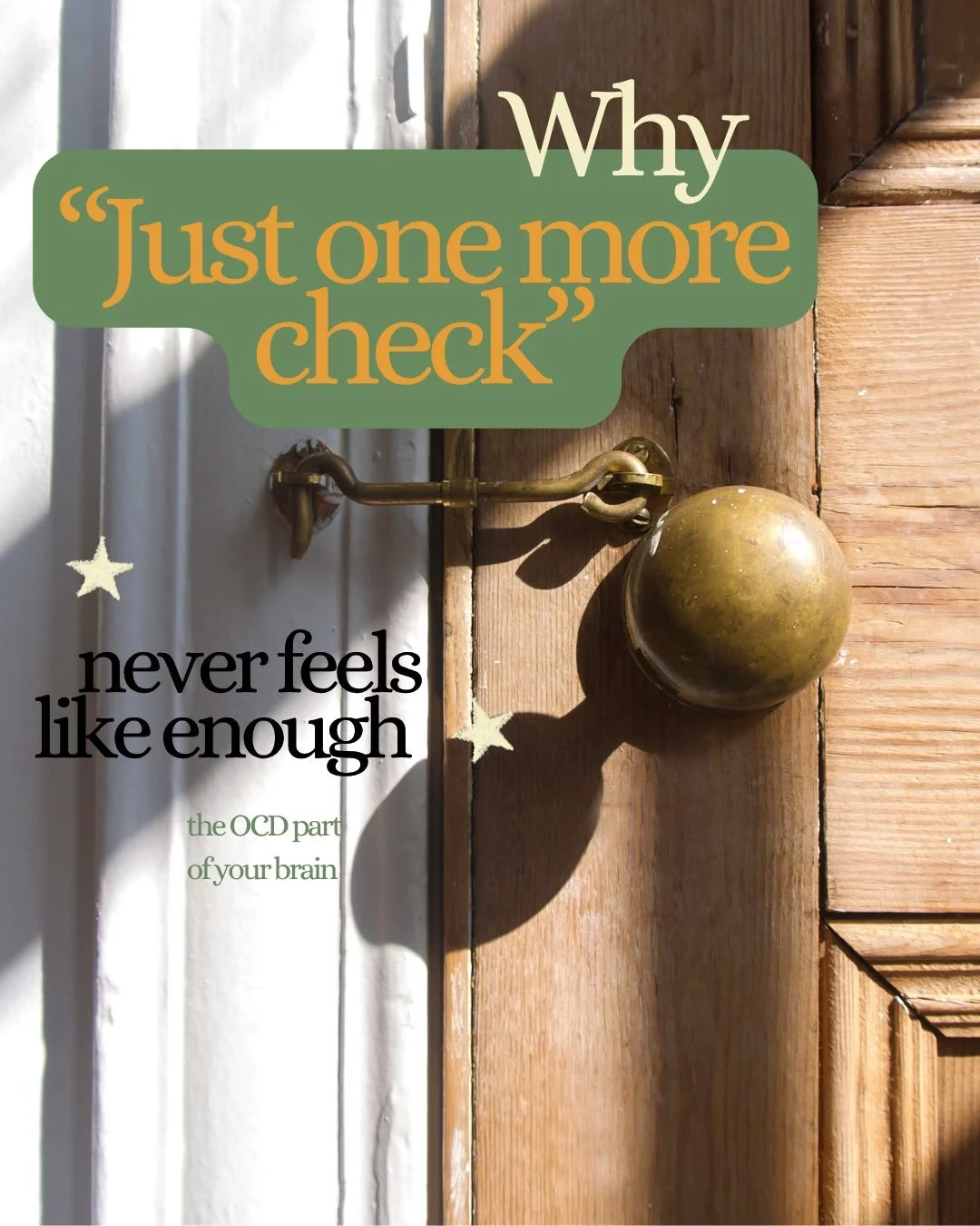 *** disclaimer!!! I&rsquo;m not saying you have OCD just because you double check the door is locked. This post offers some insight into what &ldquo;checking OCD&rdquo; can feel like but isn&rsquo;t a one size fits all or a diagnosis. Take what lands
